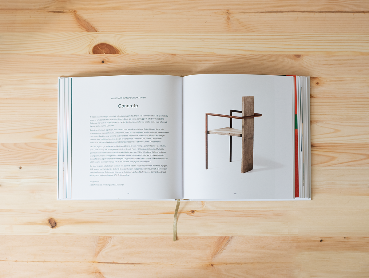 Stolen Concret i boken Berättelser om småländska designmöbler